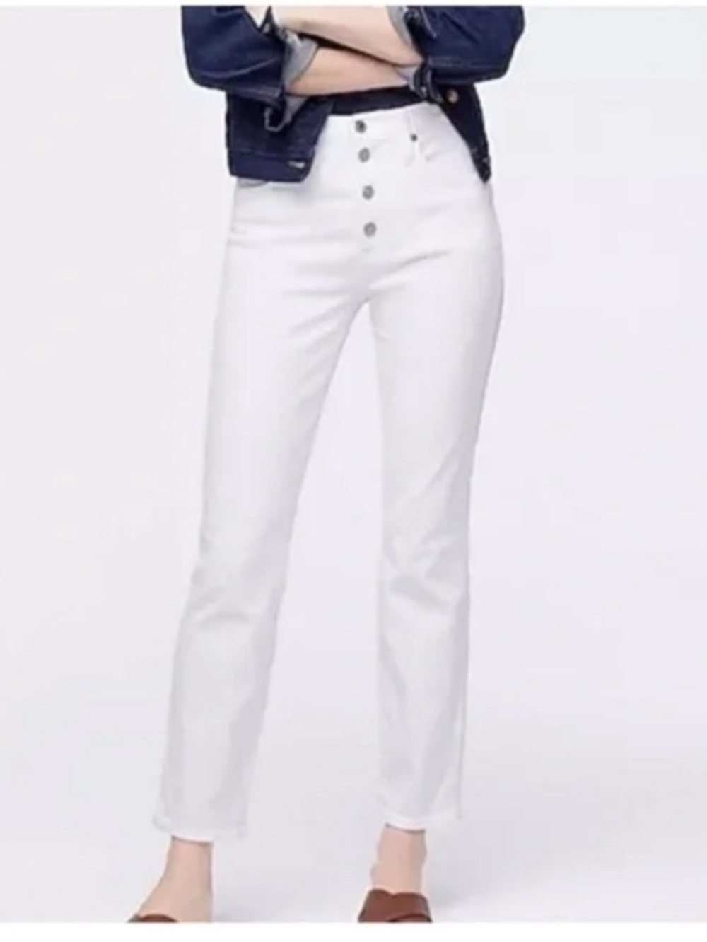 J. Crew White‎ 10” Billie Demi Boot Crop High-Rise Button-Fly Women's
Jeans 23
